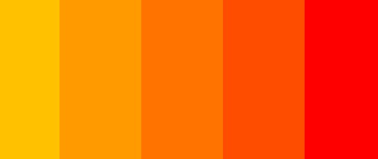 Krāsu palete zīmolam — dzeltens, oranžs, sarkans gradients